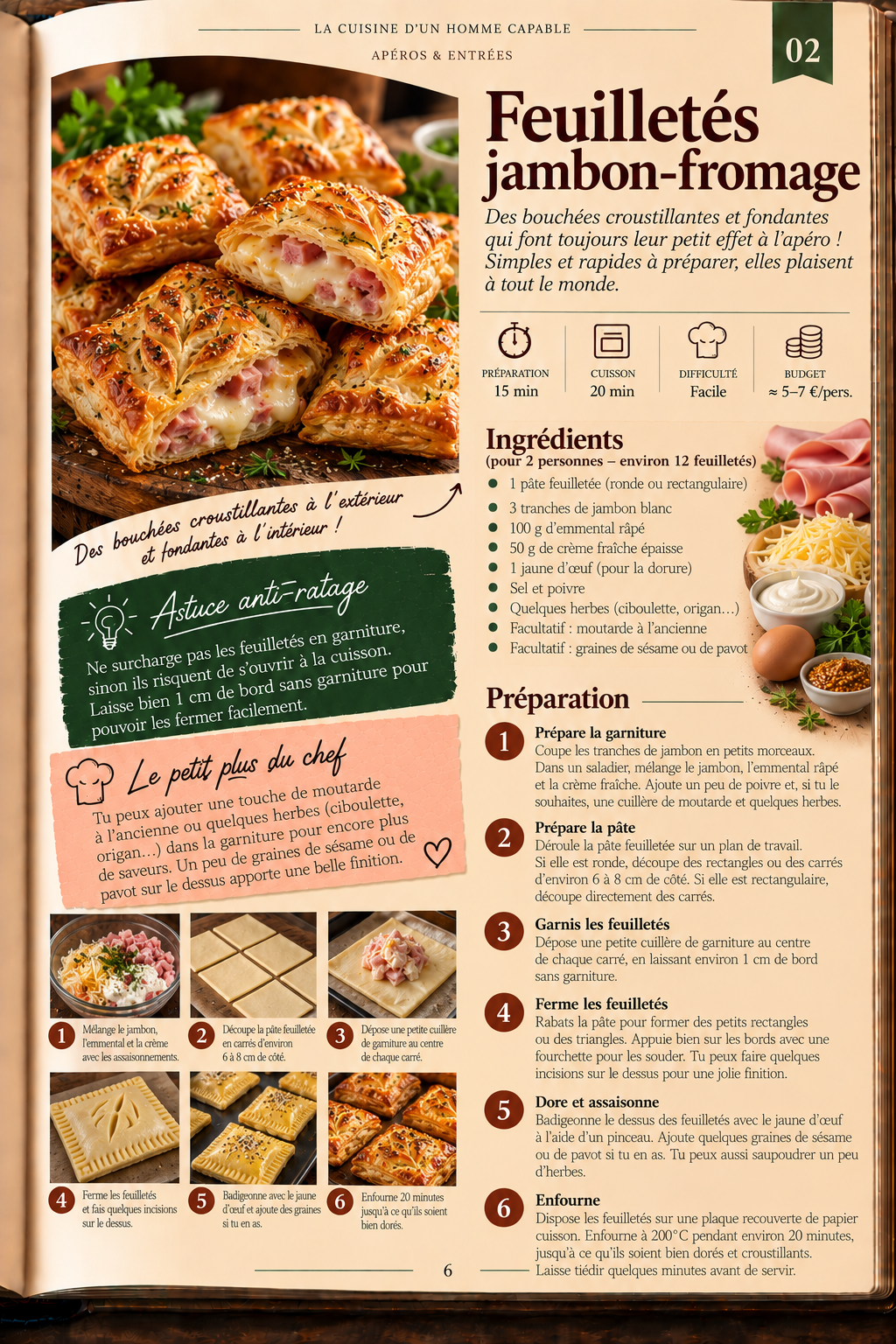 Feuilletés aux lardons et fromage