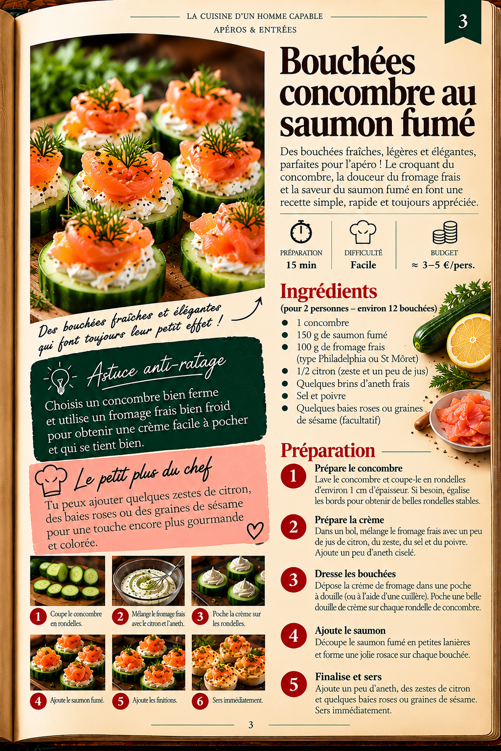 Bouchées concombre au saumon fumé