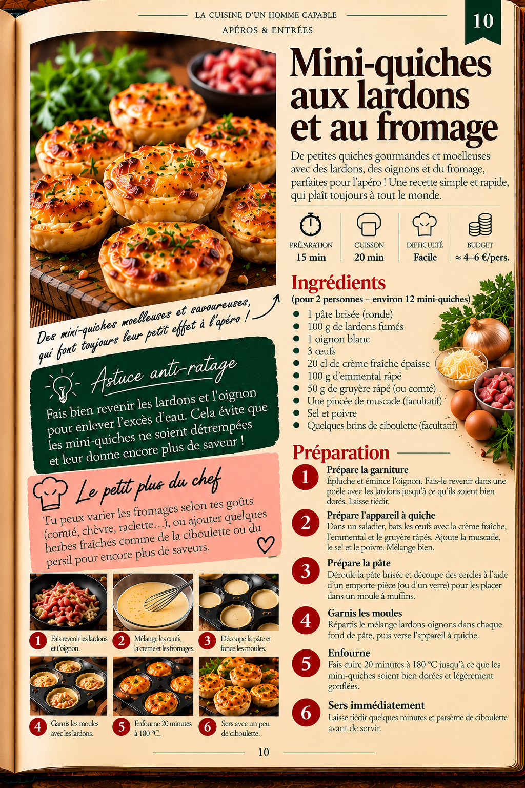Mini-quiches aux lardons et au fromage